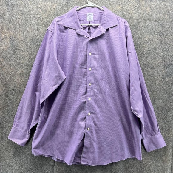 Brooks Brothers 346 Shirt Men 18 6/7 Purple Casual Button Down Outdoors Slim - Picture 1 of 11